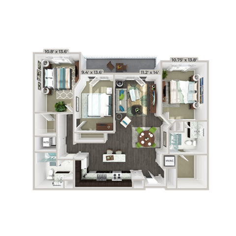 Three bedroom floorplan C1